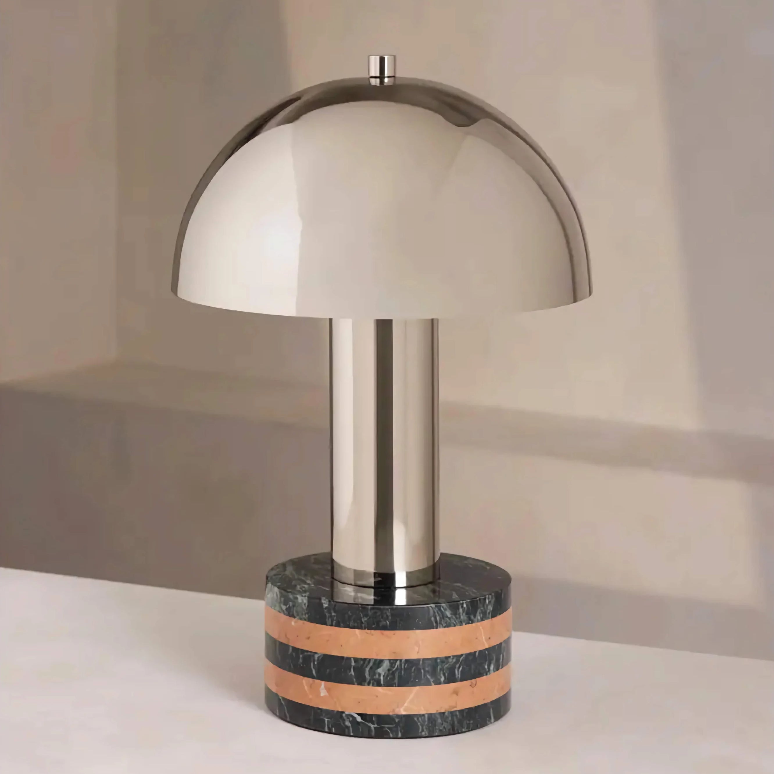 Striped Marble Base Table Lamp | Chrome Dome Bauhaus
