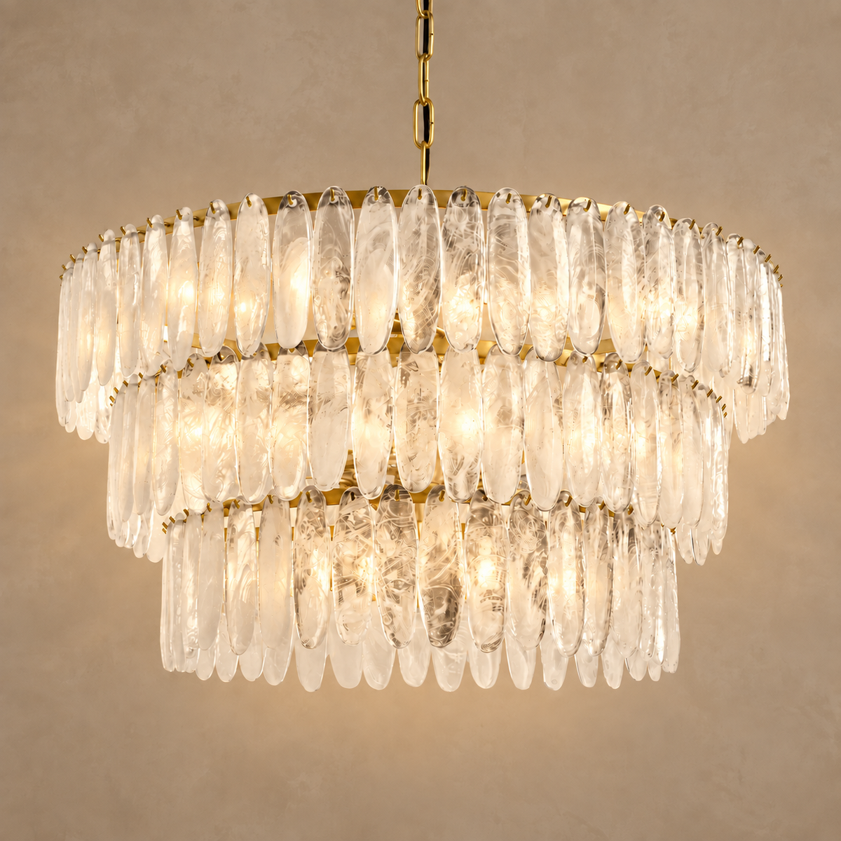 Extra Large Swirled Glass Tiered Chandelier Brass | Great Room or Grand Foyer Custom Chain Drop Casalola Lights Luxury