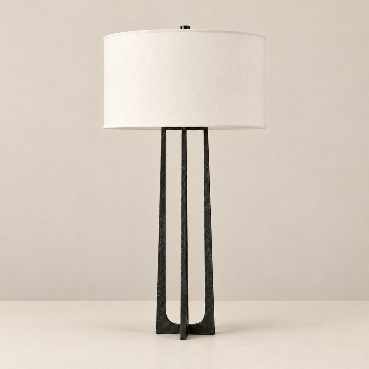 Tall Black Hammered Copper Table Lamp
