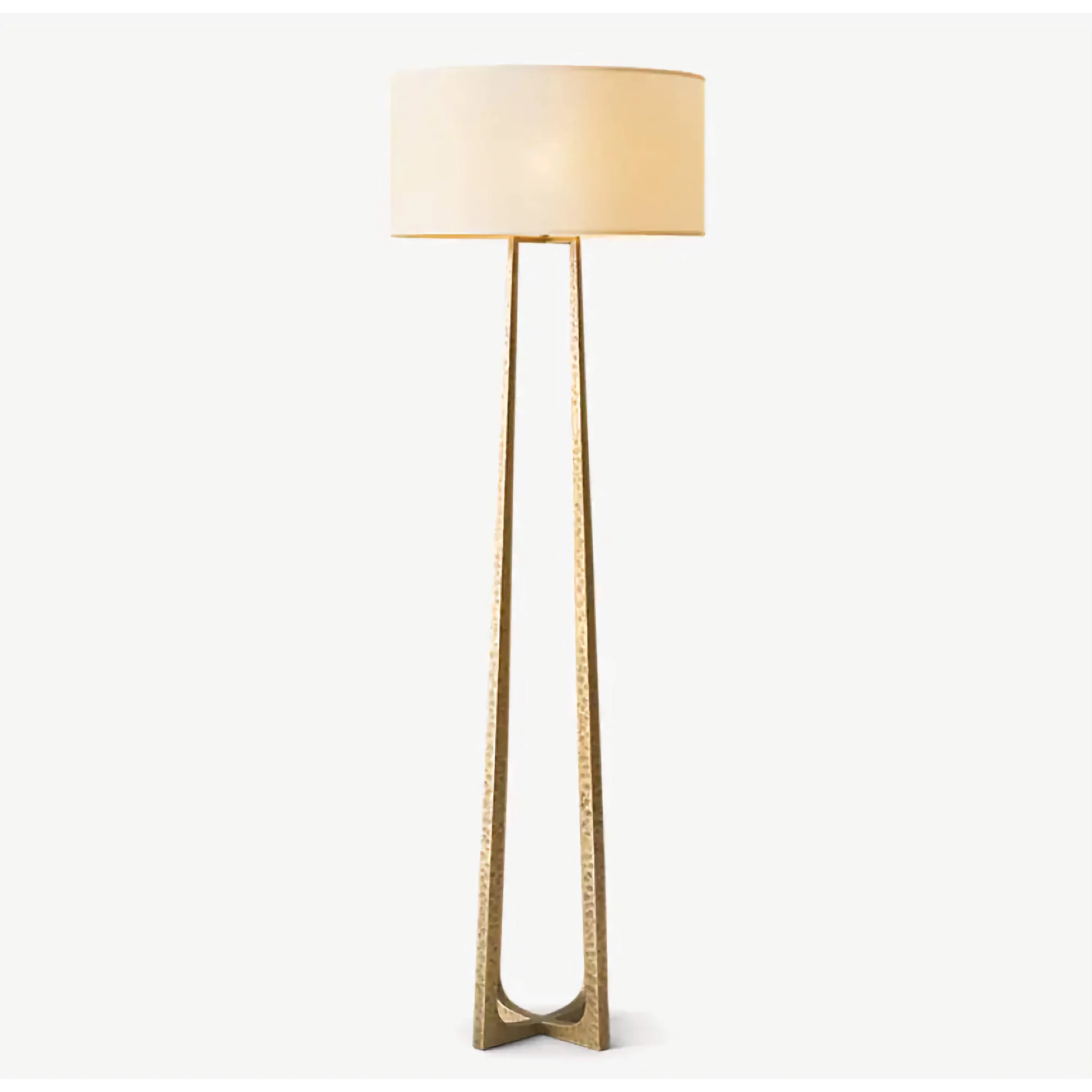 Hand Forged Iron Tripod Floor Lamp | Sculptural Drum Shade