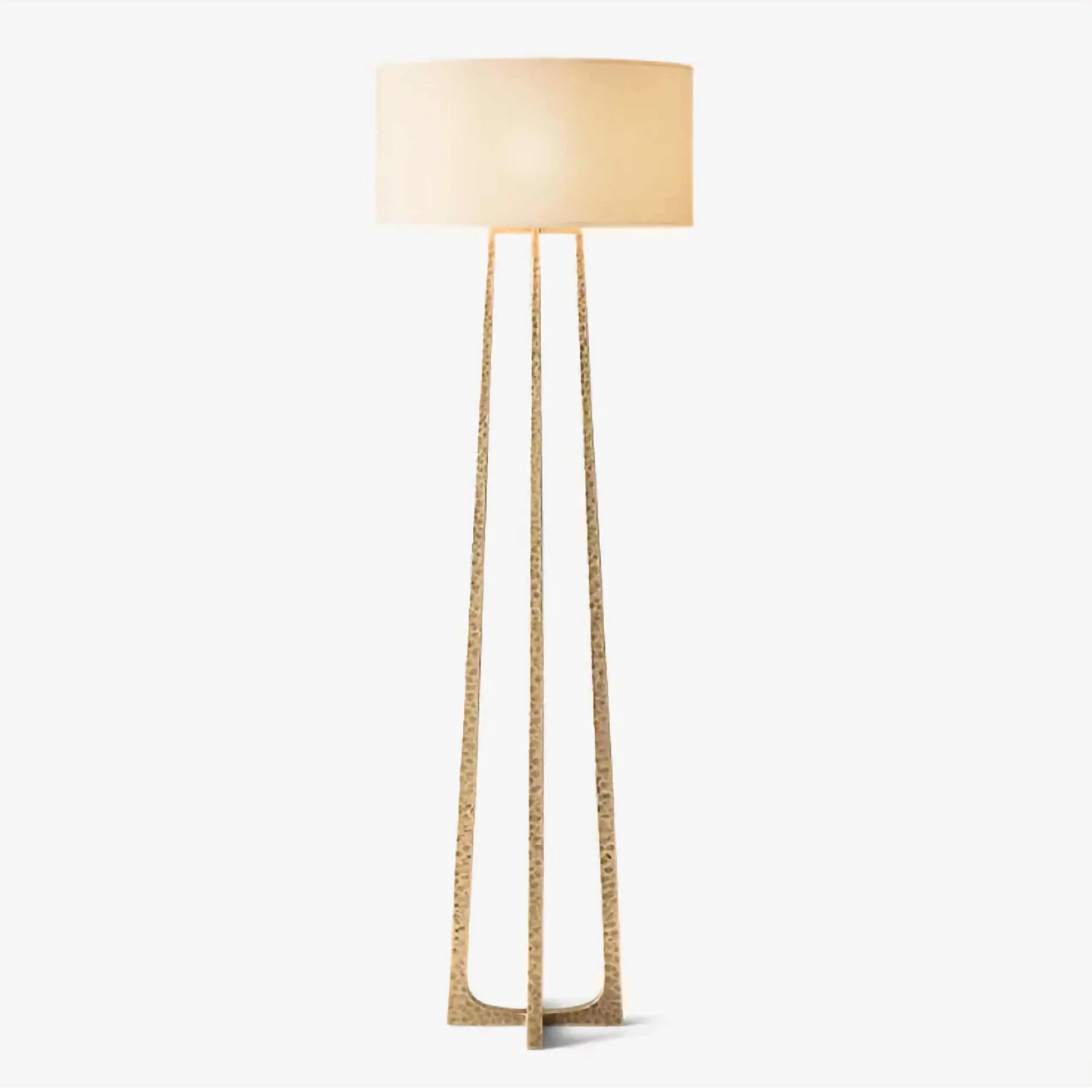 Hand Forged Iron Tripod Floor Lamp | Sculptural Drum Shade