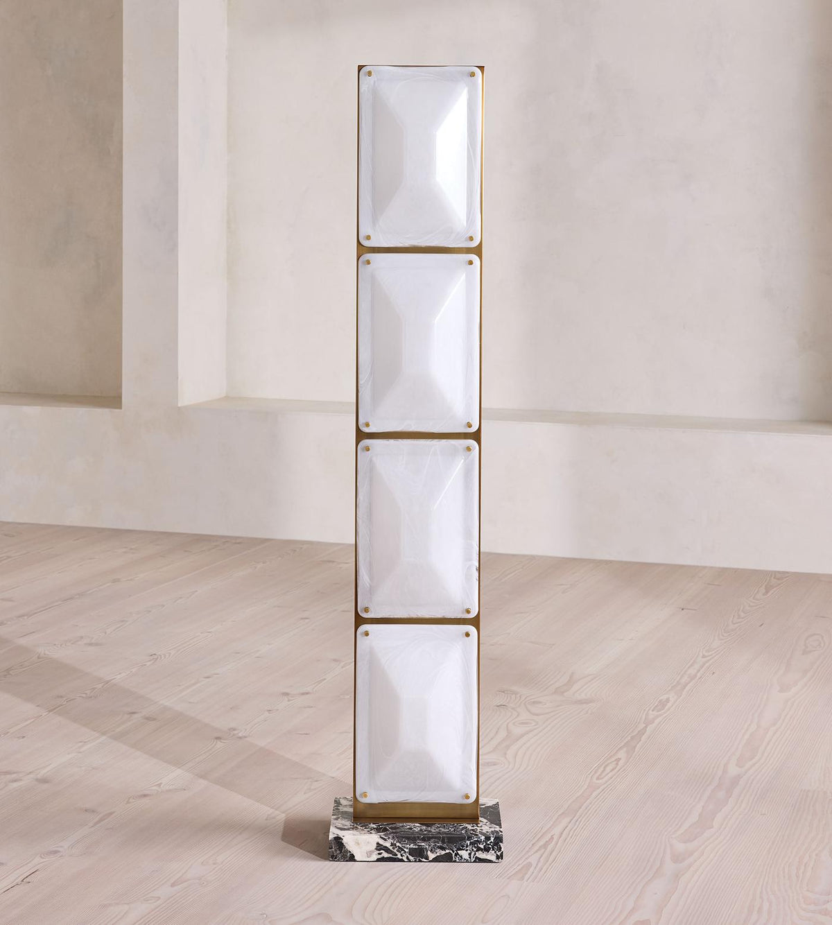 Clear Tapered Glass 4 Light Floor Lamp Brass Base | 160cm Tall E26/e27 Dimmable Option Art Deco Casalola Lights Luxury