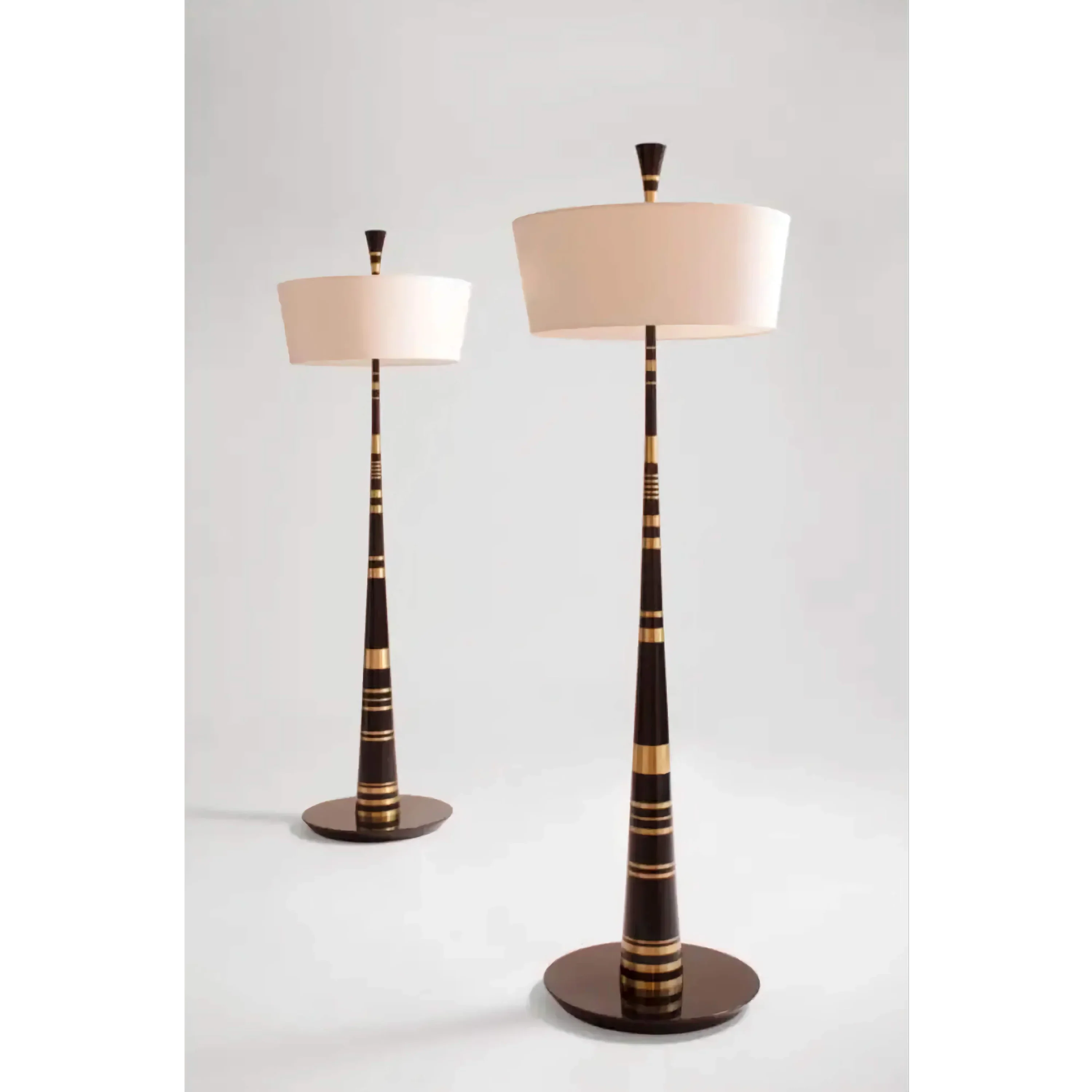 Tapered Lacquer & Brass Floor Lamp | Handcrafted Deco Lighting
