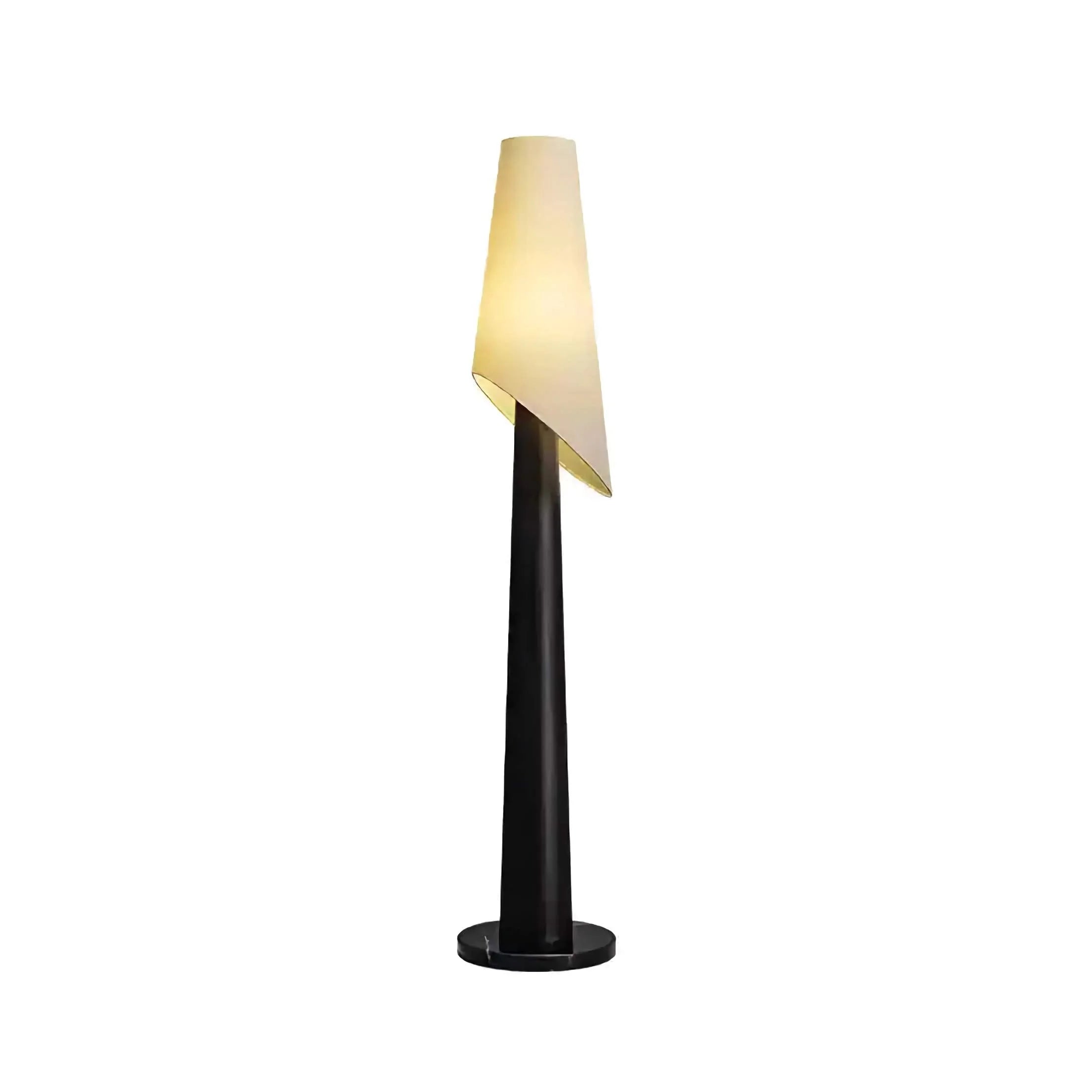 Living Room Black Ash Wood Tapered Floor Lamp – Contemporary Space Saving Accent Lighting with Warm Ambient Soft Glow