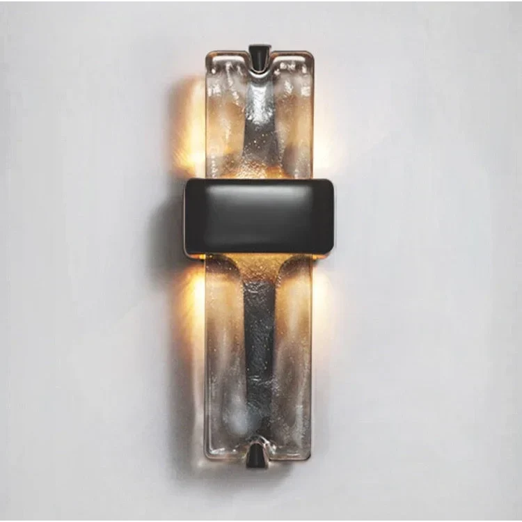 Black Textured Glass Wall Sconce Stainless Steel | Tall Hallway Pair Doorway Light E12/e14 50cm High Casalola Lights