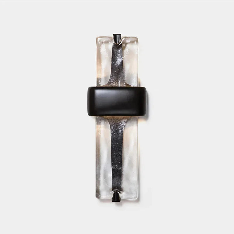 Black Textured Glass Wall Sconce Stainless Steel | Tall Hallway Pair Doorway Light E12/e14 50cm High Casalola Lights
