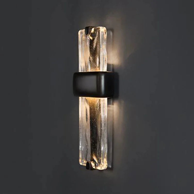Black Textured Glass Wall Sconce Stainless Steel | Tall Hallway Pair Doorway Light E12/e14 50cm High Casalola Lights