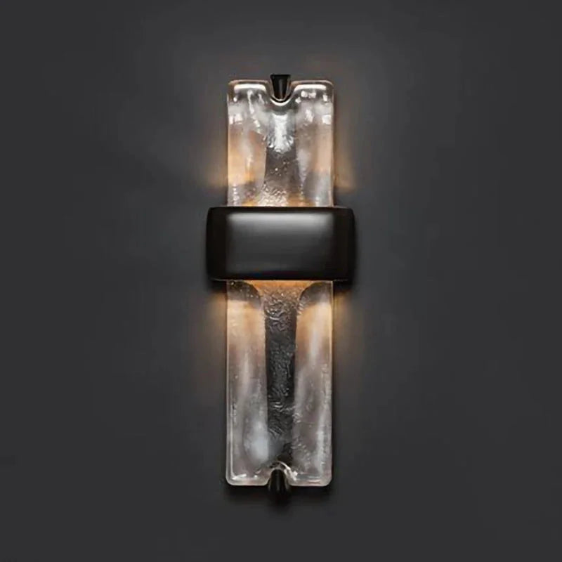Black Textured Glass Wall Sconce Stainless Steel | Tall Hallway Pair Doorway Light E12/e14 50cm High Casalola Lights