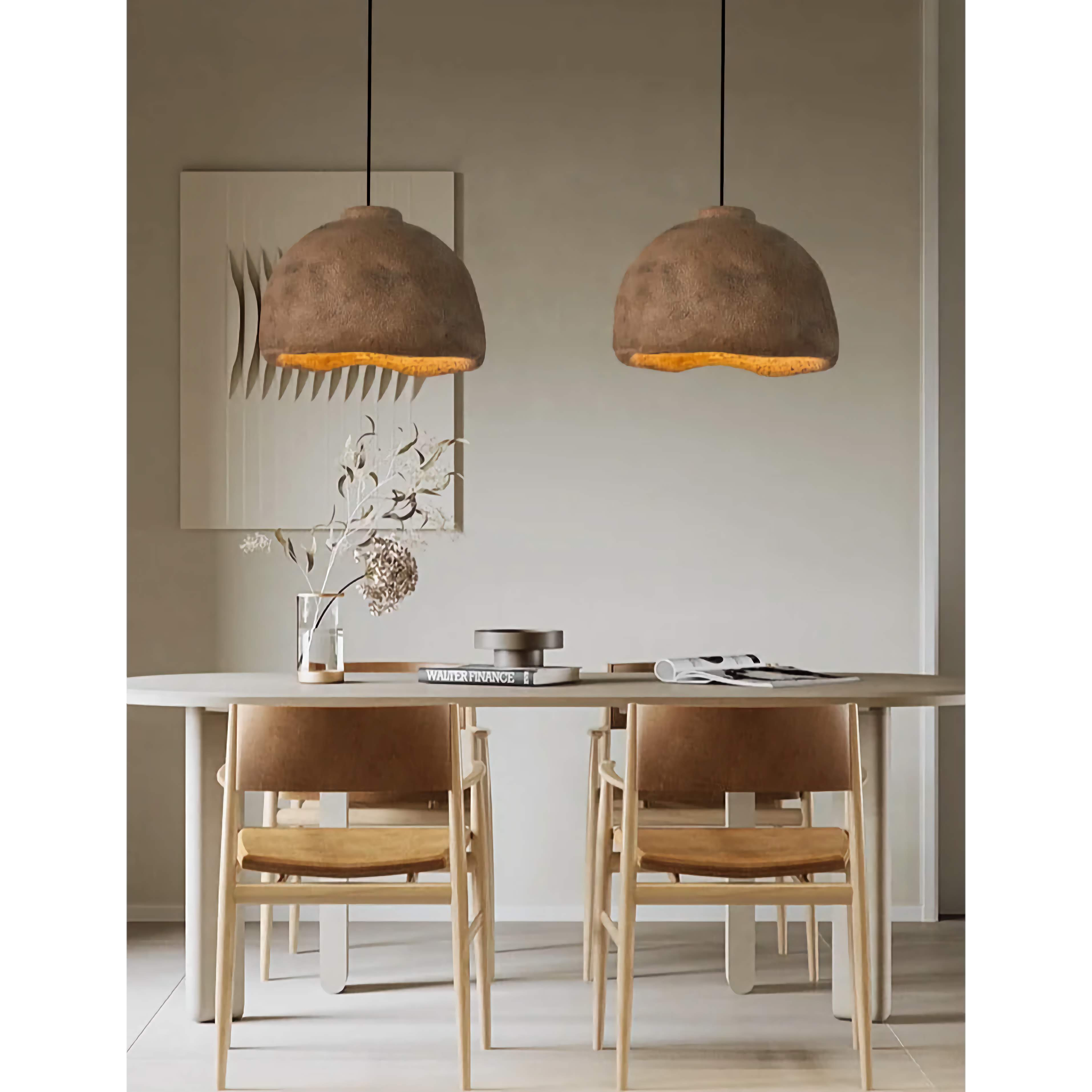 Wabi-sabi Pendant Light 35-45cm | Textured Earth-tone Resin Hanging Lamp Japandi Dining & Bedroom Casalolalights Luxury