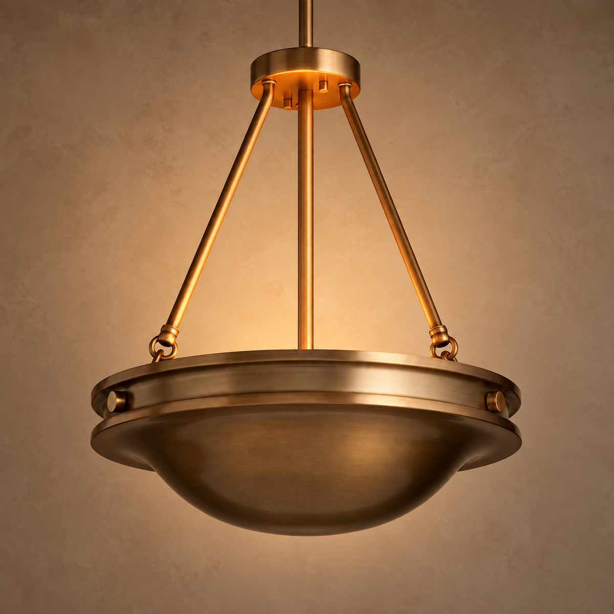 Antique Brass Bowl Semi Flush | Warm Metal Light where there is no Height for a Pendant Two Sizes Casalola Lights