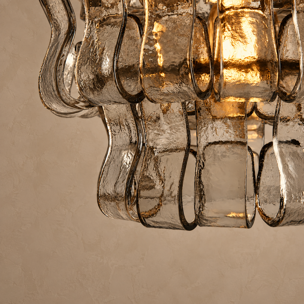 Clear Textured Glass Pendant Brass | Compact Shade Warm Dimensional Glow Bedside or in a Row Casalola Lights Luxury