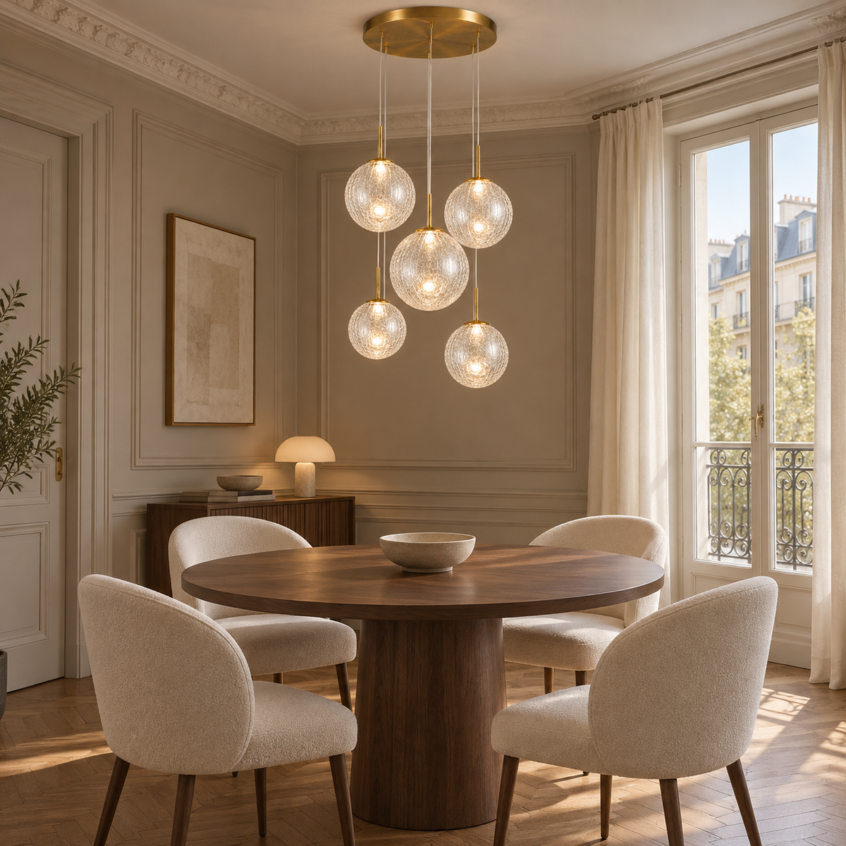 Five Light Glass Pendant Clear Burgundy or Green | Suspended Color on a Brass Frame Stairwell Casalola Lights Luxury