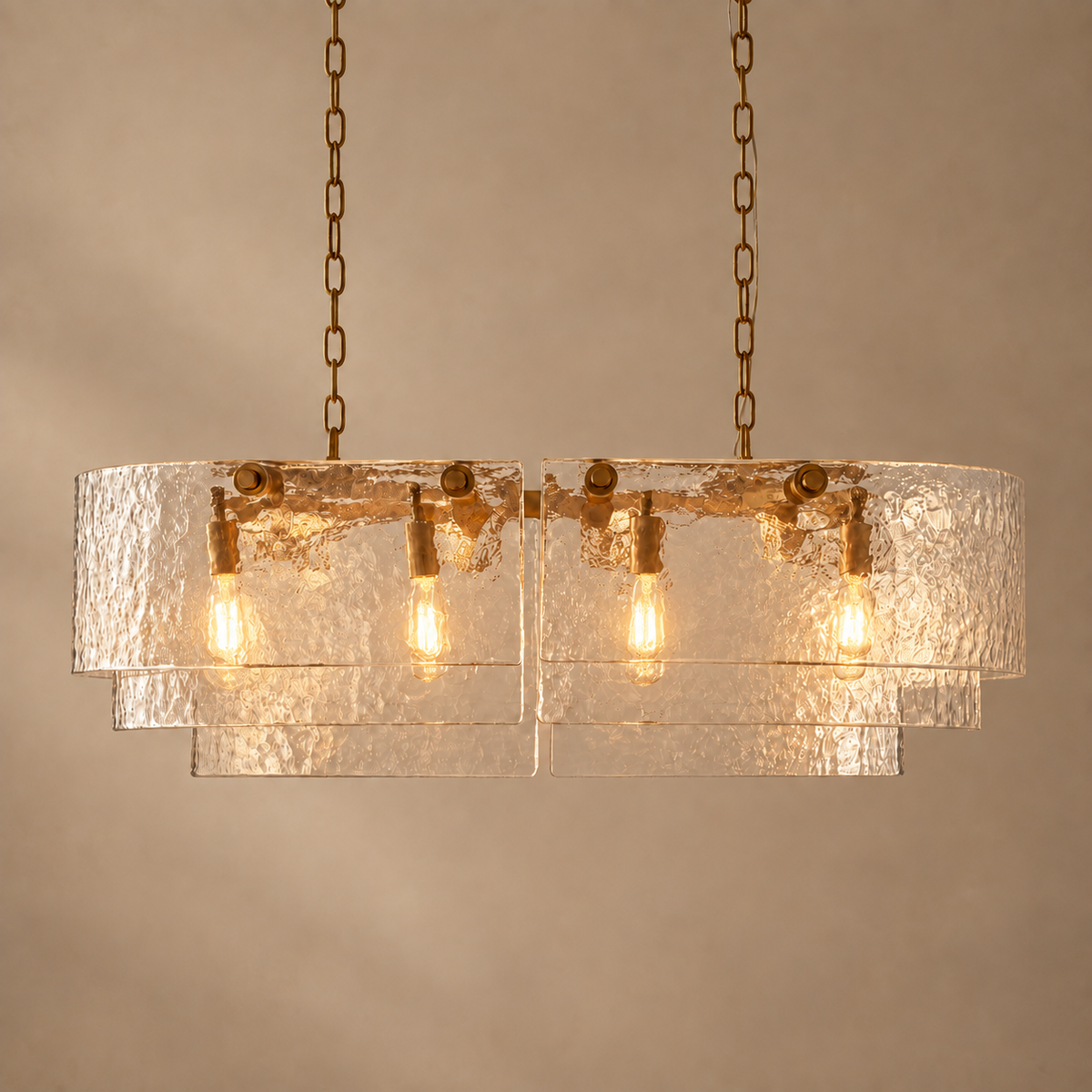 Clear Glass Linear Chandelier Brass | Over a Kitchen Island Custom Chain for High Ceiling Casalola Lights Luxury Lamps