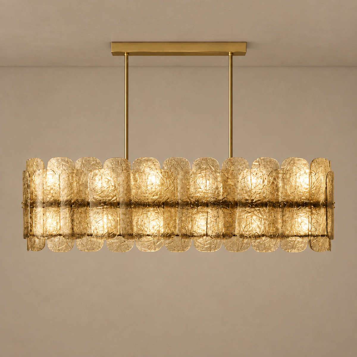 Smoky Glass Linear Chandelier Brass | Extra Long for a Kitchen Island Boardroom or Bar Counter Casalola Lights Luxury