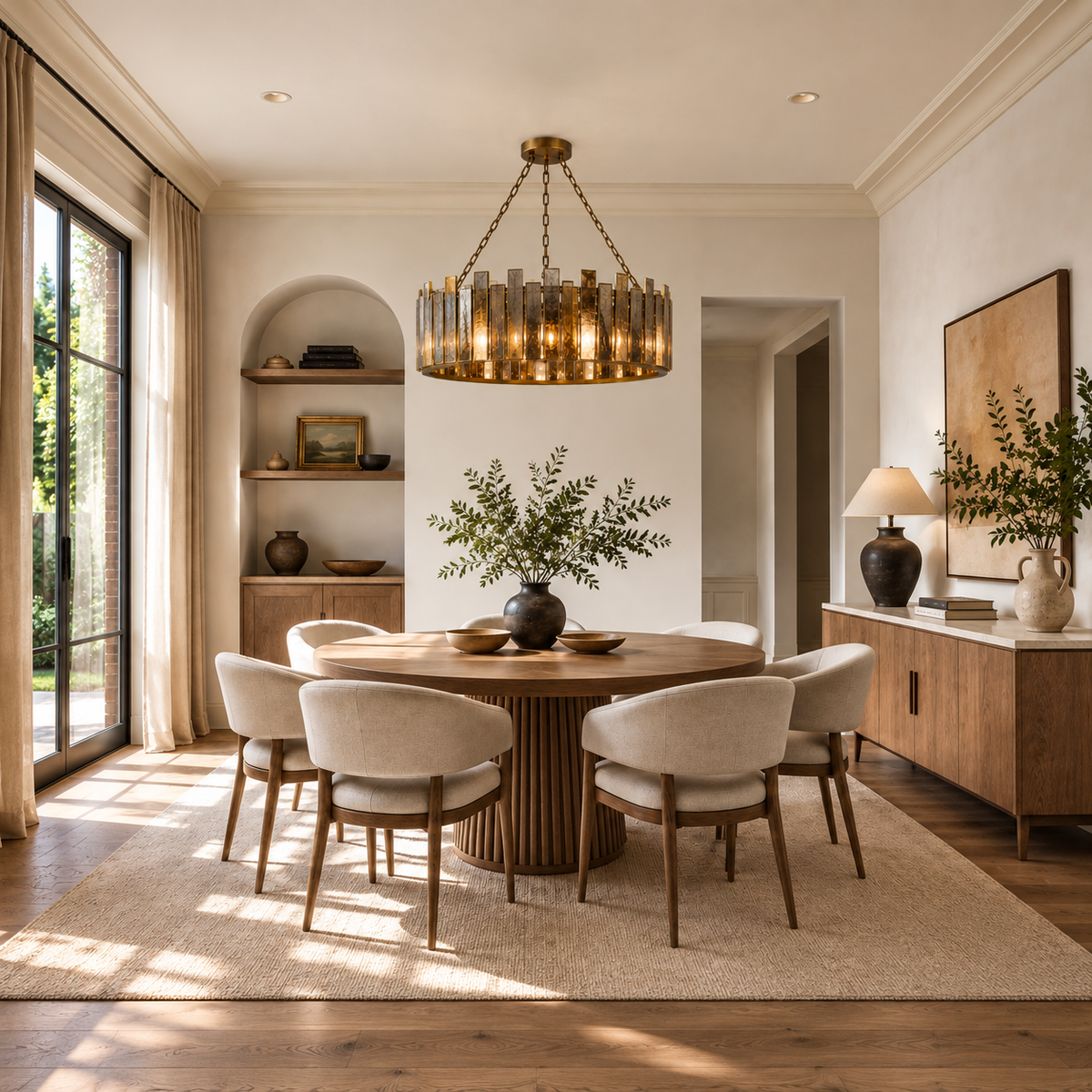 Antique Mirrored Glass Drum Chandelier Aged Brass | Shallow Profile Lamps Hidden Living Room Casalola Lights Luxury
