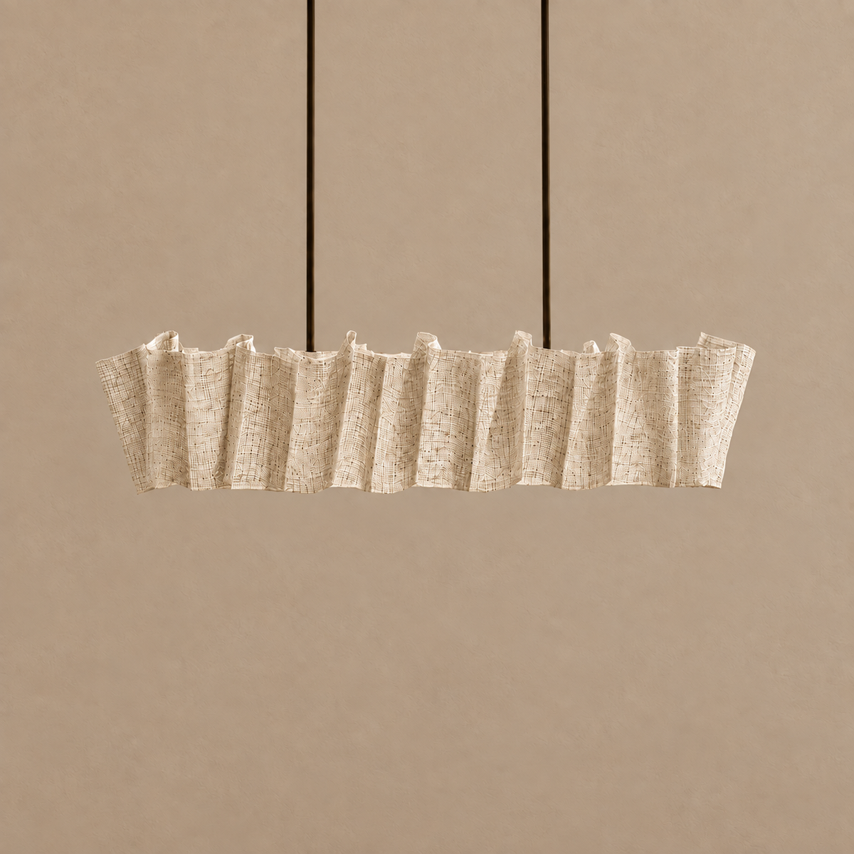 Handwoven Abaca Linear Chandelier | Natural Fiber Filters the Light Two Lengths Kitchen Island Casalola Lights Luxury