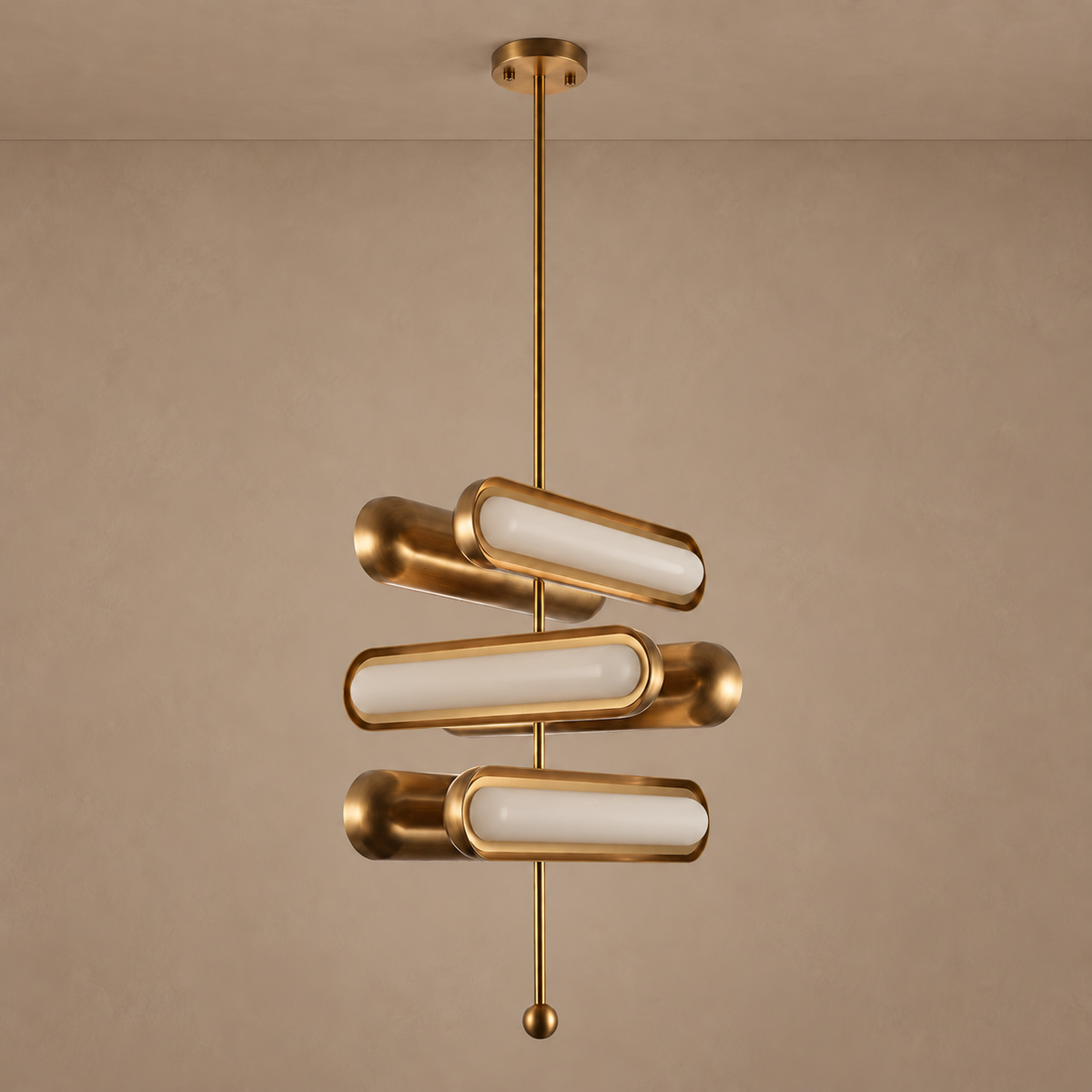 Three Tier Opal Pendant Solid Copper | Tiers Rotate to Aim the Light Glare Free in Every Direction Casalola Lights