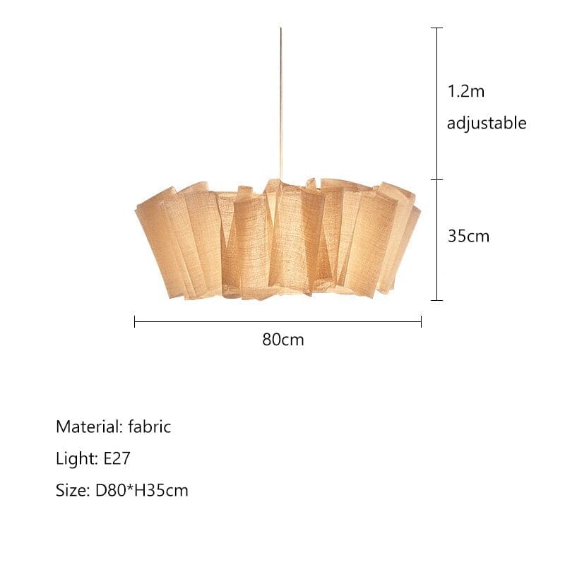 Japanese Style Pendant Light | Hand-knitted Fabric Lampshade | Warm Minimalist Japandi Biophilic - Lamps