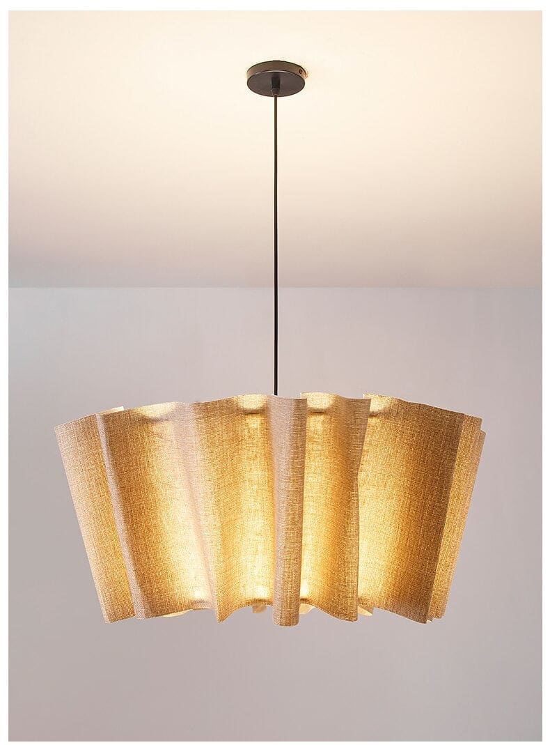 Japanese Style Pendant Light | Hand-knitted Fabric Lampshade | Warm Minimalist Japandi Biophilic - Lamps