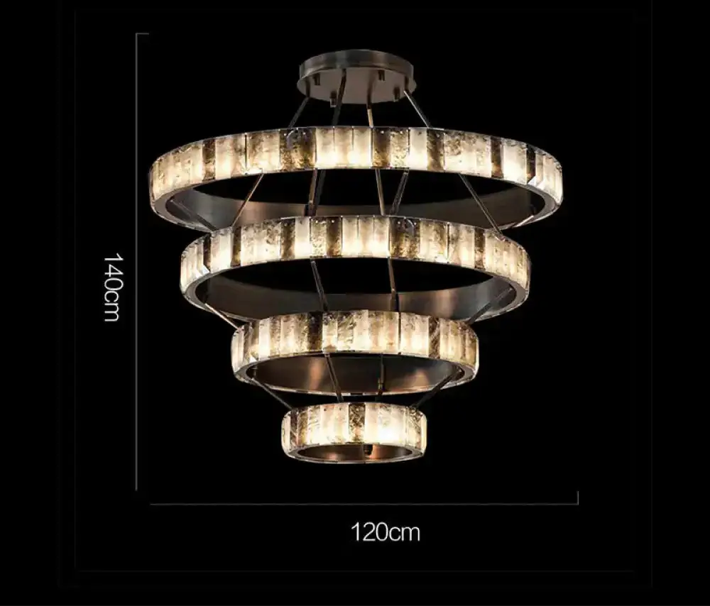 Tiered Alabaster Spiral Chandelier | Grand Stairwell Statement Light - Chandeliers