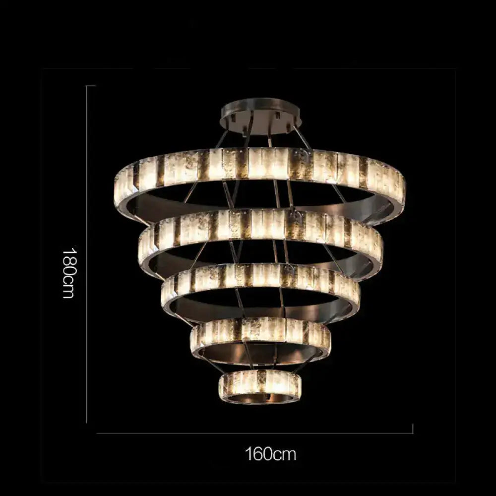 Tiered Alabaster Spiral Chandelier | Grand Stairwell Statement Light - Chandeliers