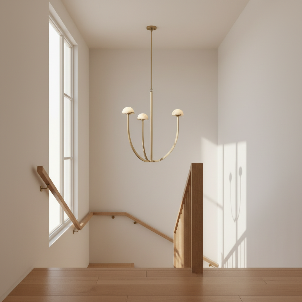 Genuine Alabaster Dome Chandelier Brass or Black | 3 6 9 Heads Custom Rod for a High Ceiling Casalola Lights Luxury