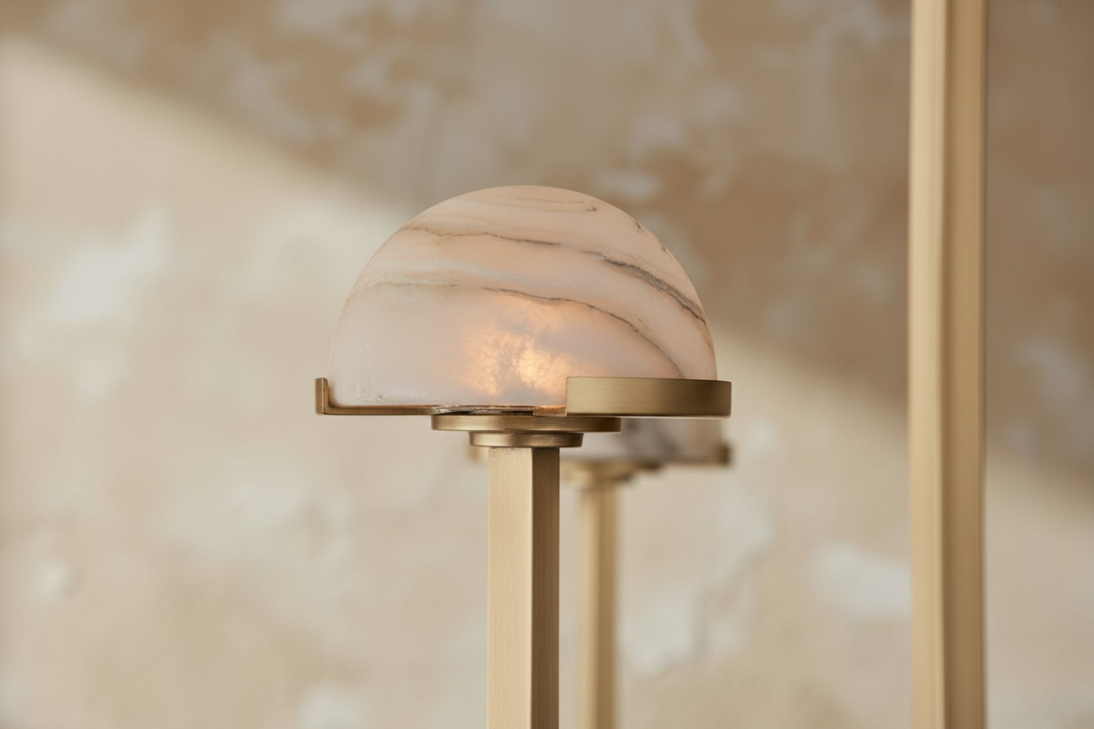 Genuine Alabaster Dome Chandelier Brass or Black | 3 6 9 Heads Custom Rod for a High Ceiling Casalola Lights Luxury