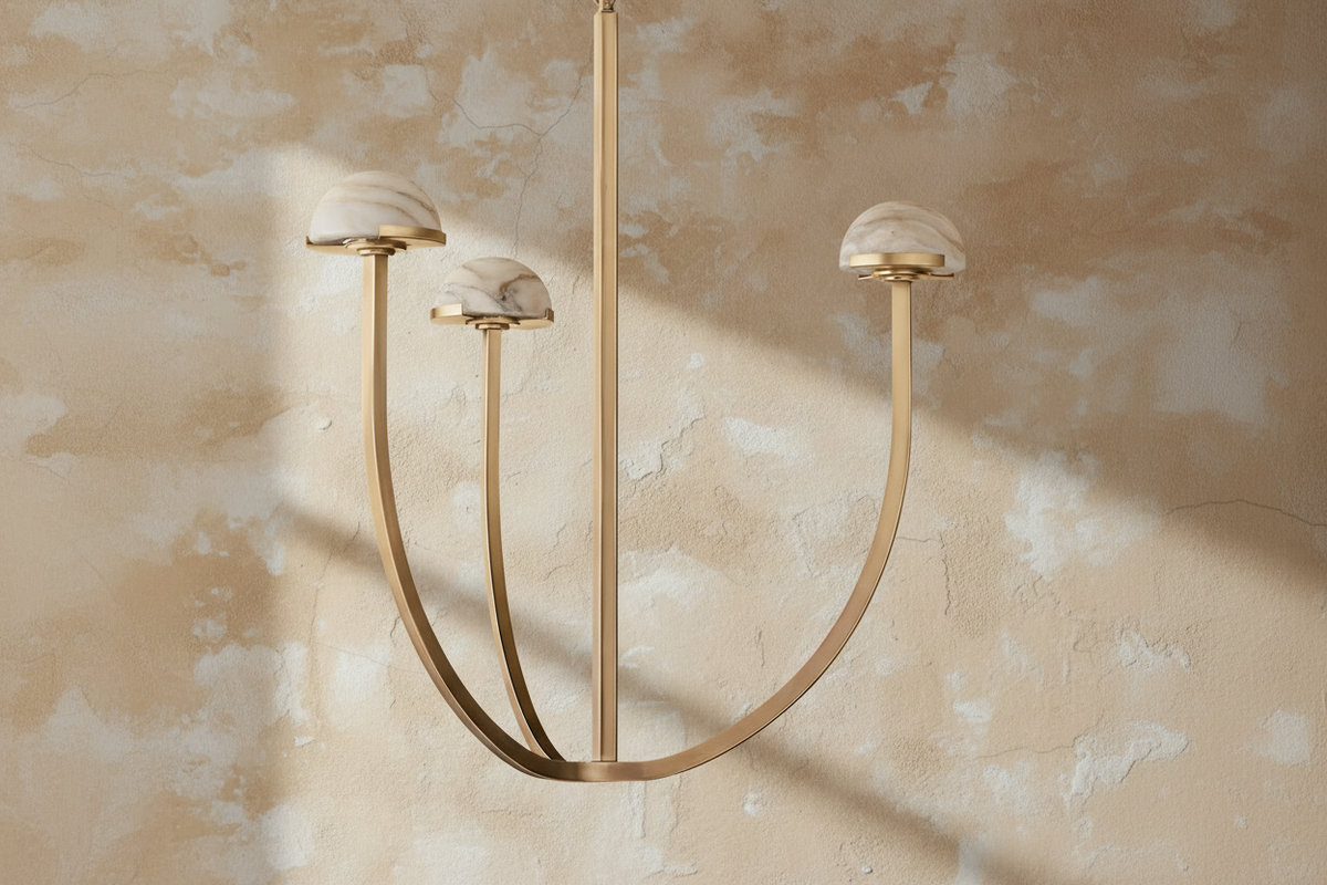 Genuine Alabaster Dome Chandelier Brass or Black | 3 6 9 Heads Custom Rod for a High Ceiling Casalola Lights Luxury