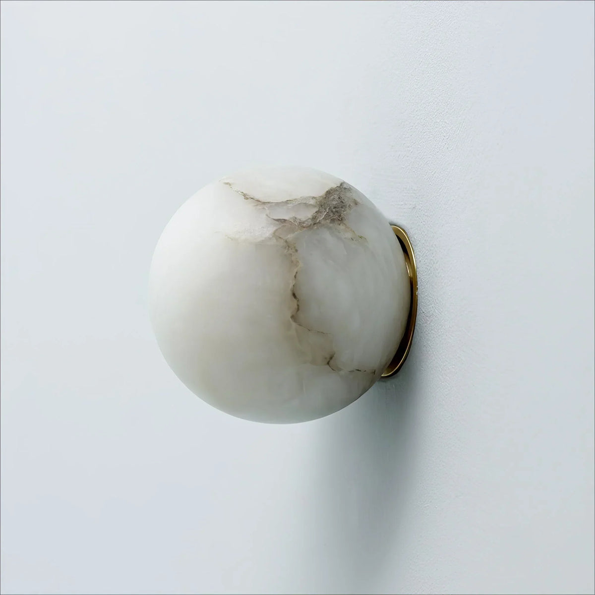 Genuine Alabaster Globe Wall Sconce Brass | 4 Sizes Hallway Powder Room Light Soft Glow Casalola Lights Luxury Lamps