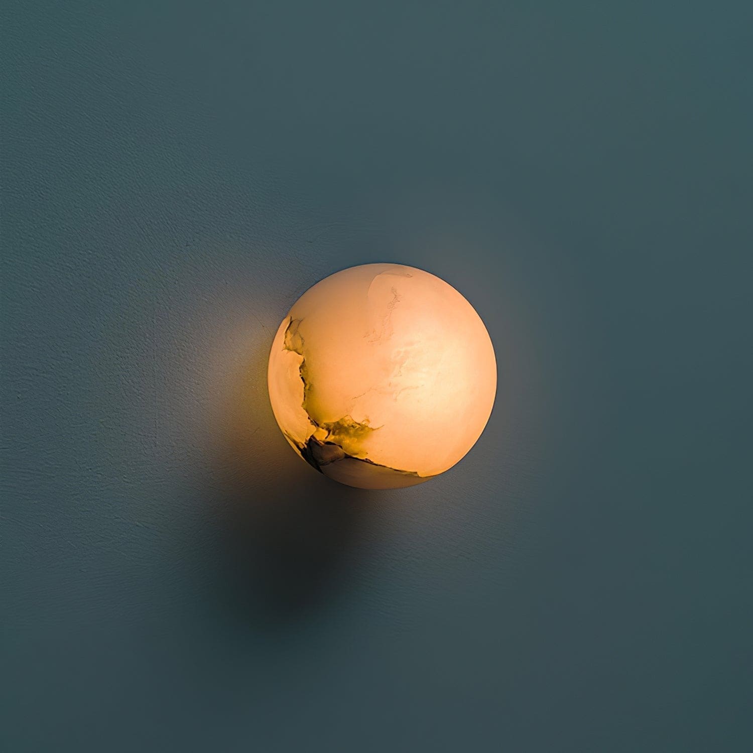 Alabaster Globe Wall Sconce – Brass Mount for Bedroom & Hallway - Sconces