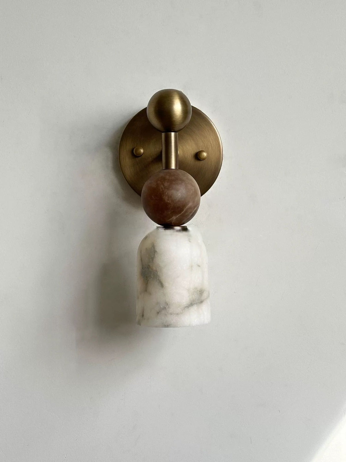 Genuine Alabaster Cup Wall Sconce Rosso Marble | Small Vanity Brass or Black Soft Glow Casalola Lights Luxury Lamps