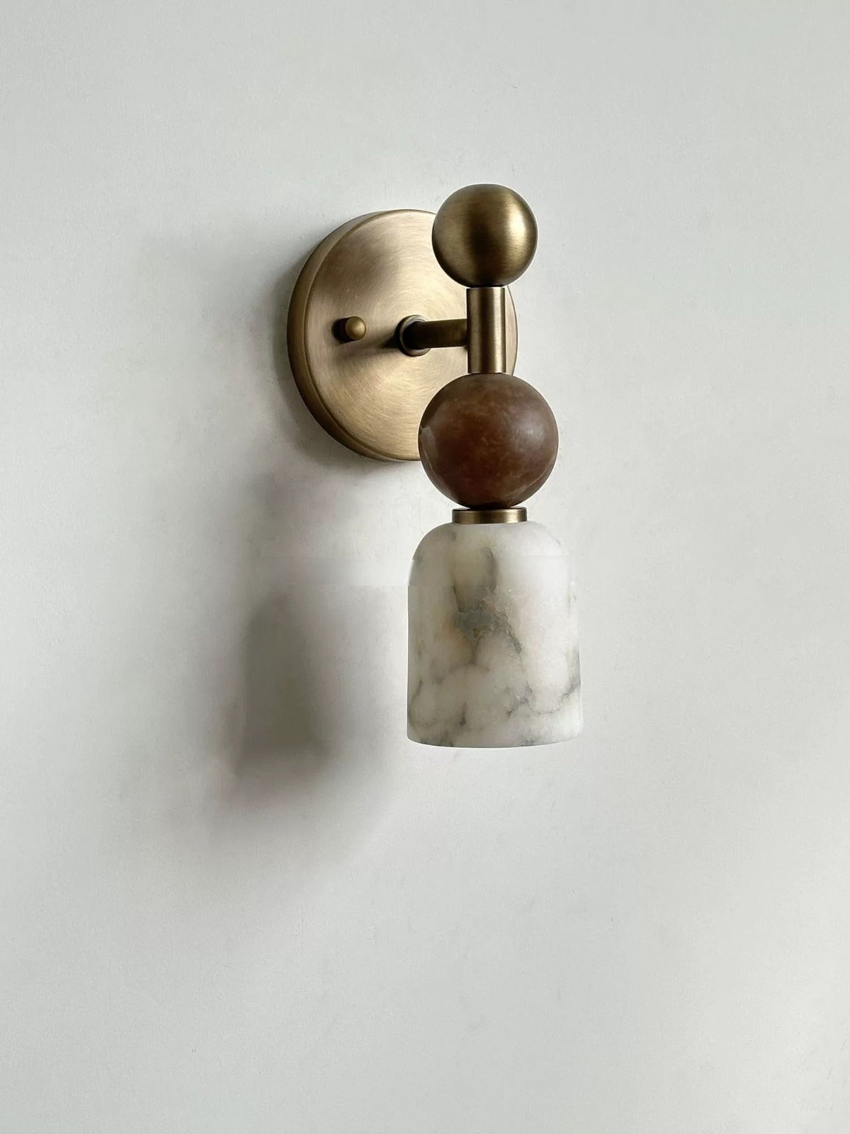 Genuine Alabaster Cup Wall Sconce Rosso Marble | Small Vanity Brass or Black Soft Glow Casalola Lights Luxury Lamps