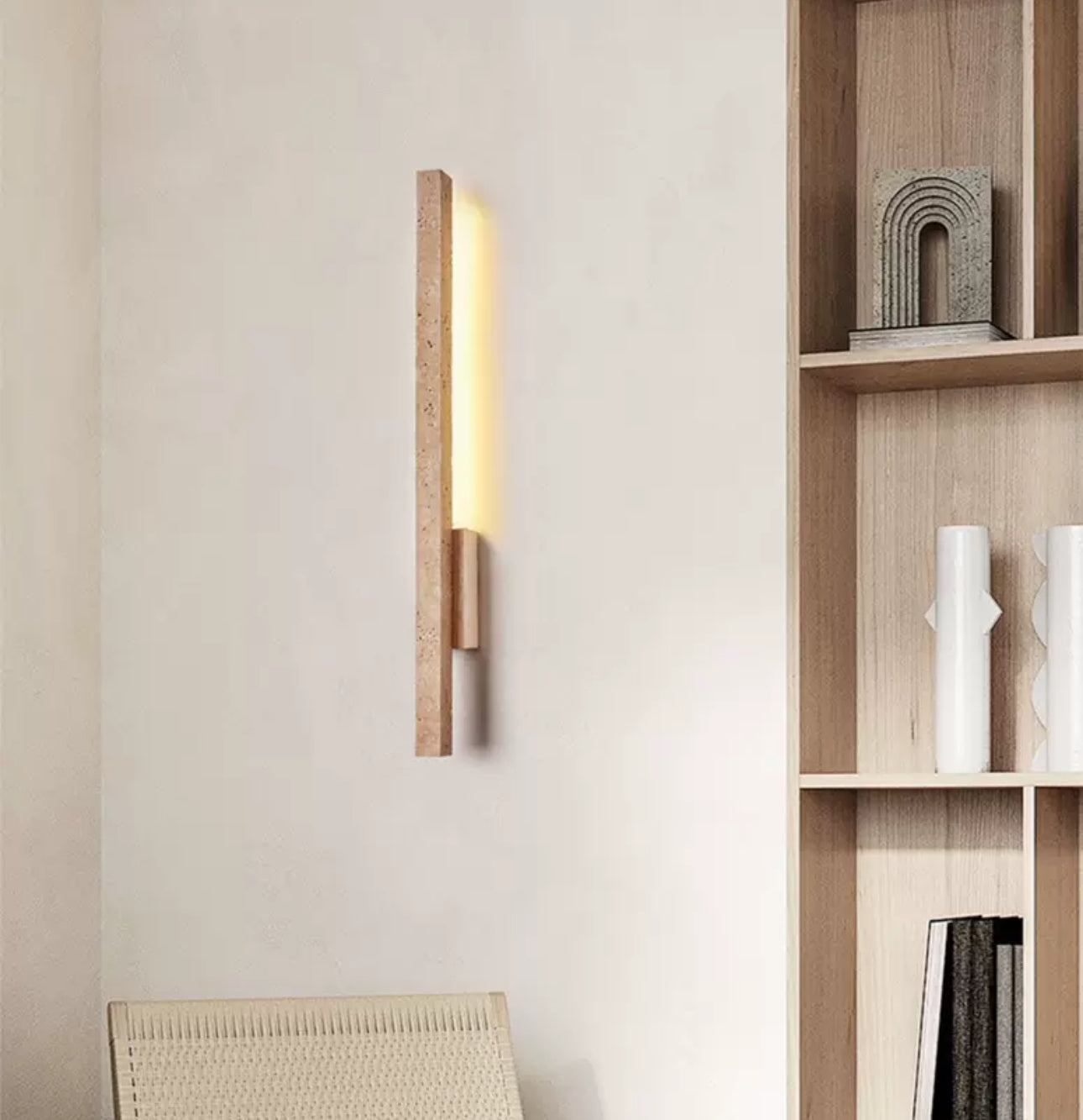 Travertine Wall Sconces for Bathroom Living Room with Warm Led Light Modern Minimalism Home Decor