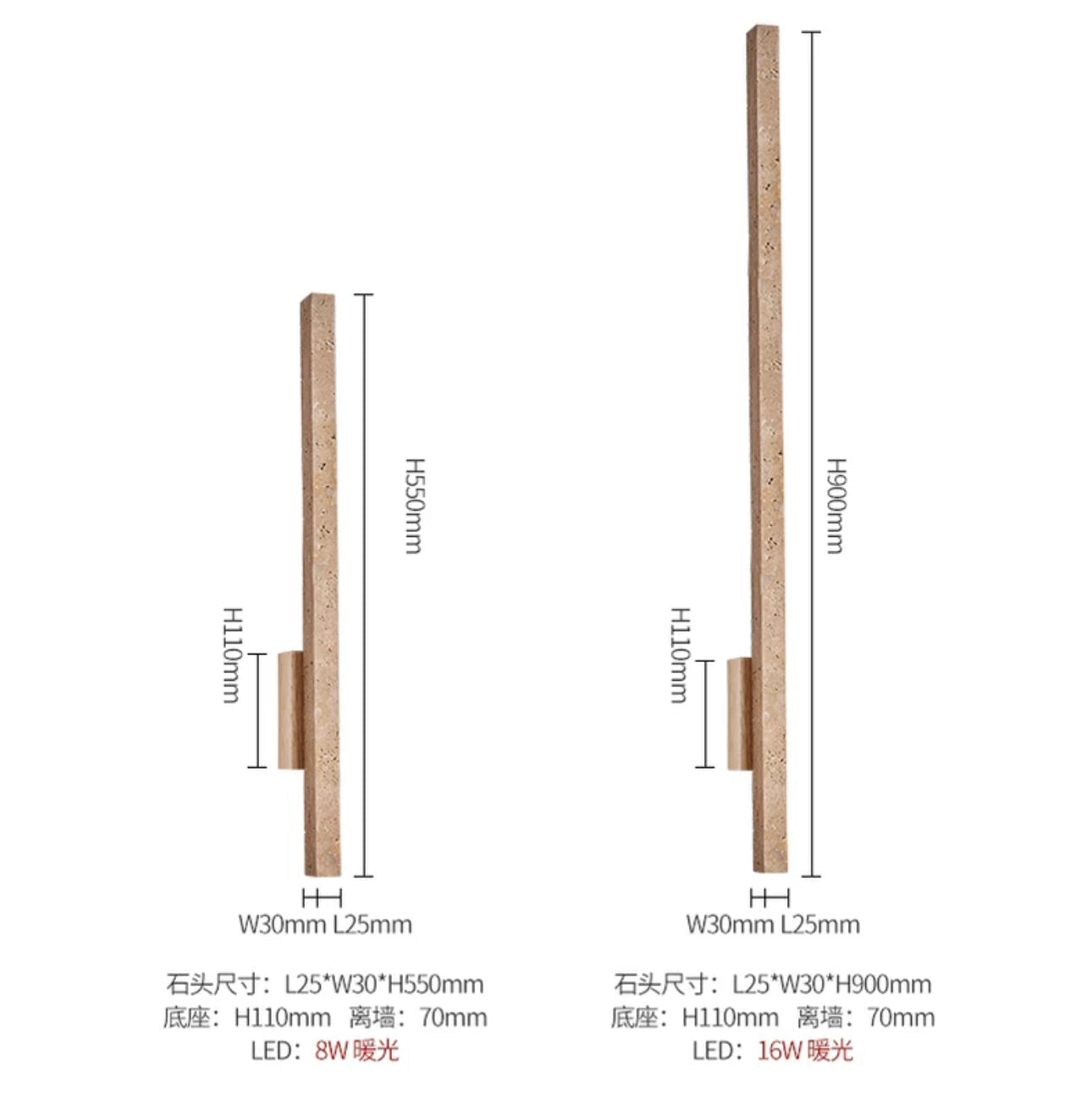 Travertine Wall Sconces for Bathroom Living Room with Warm Led Light Modern Minimalism Home Decor