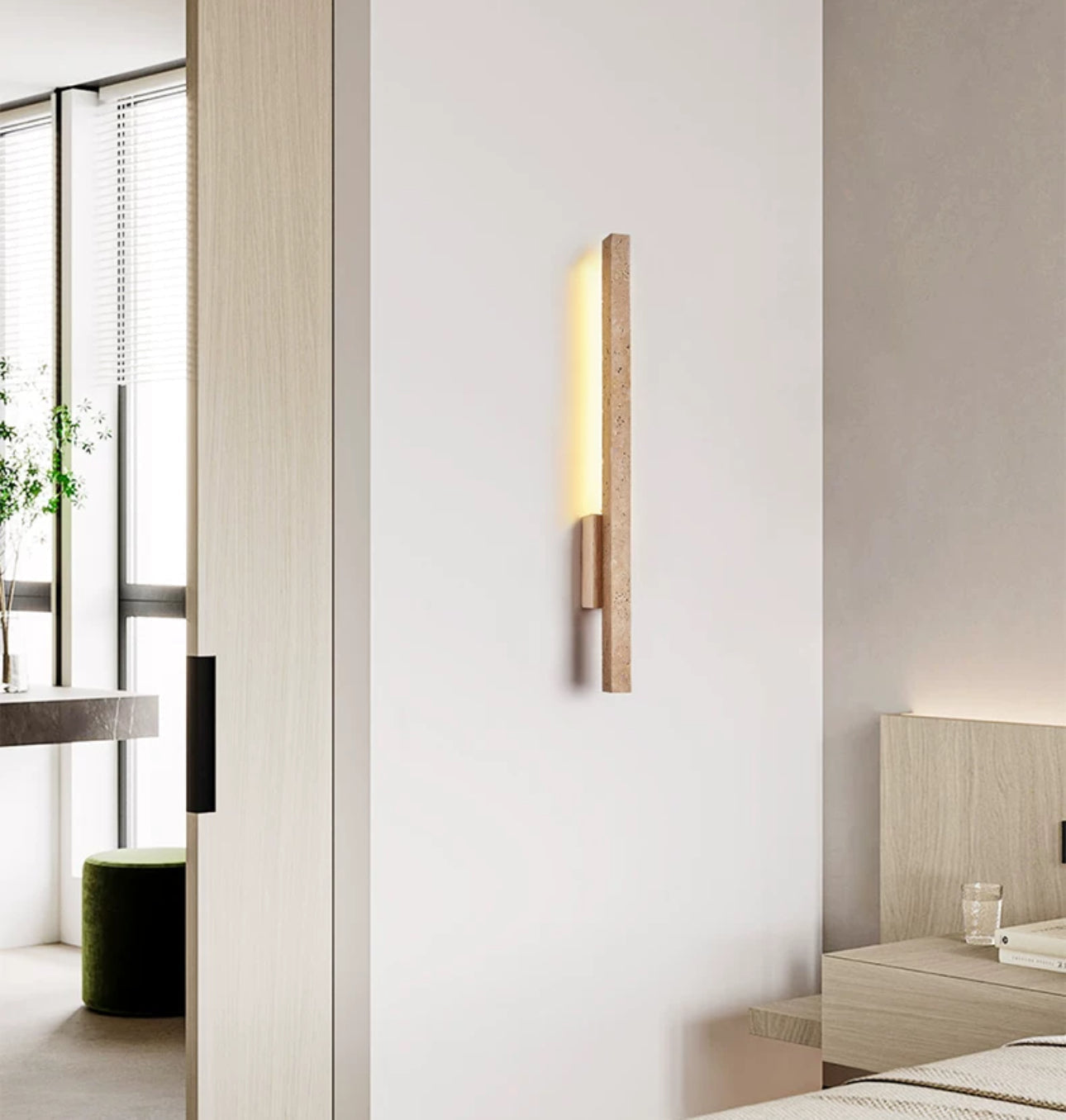 Travertine Wall Sconces for Bathroom Living Room with Warm Led Light Modern Minimalism Home Decor