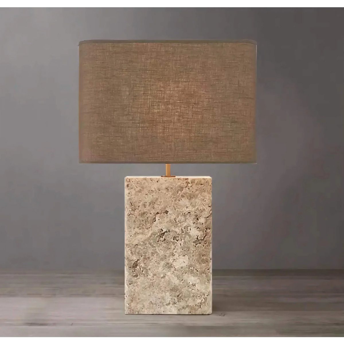 Travertine Table Lamp for Living Room and Bedroom | Natural Stone Brass Accents Modern Dimmable Option Casalola Lights