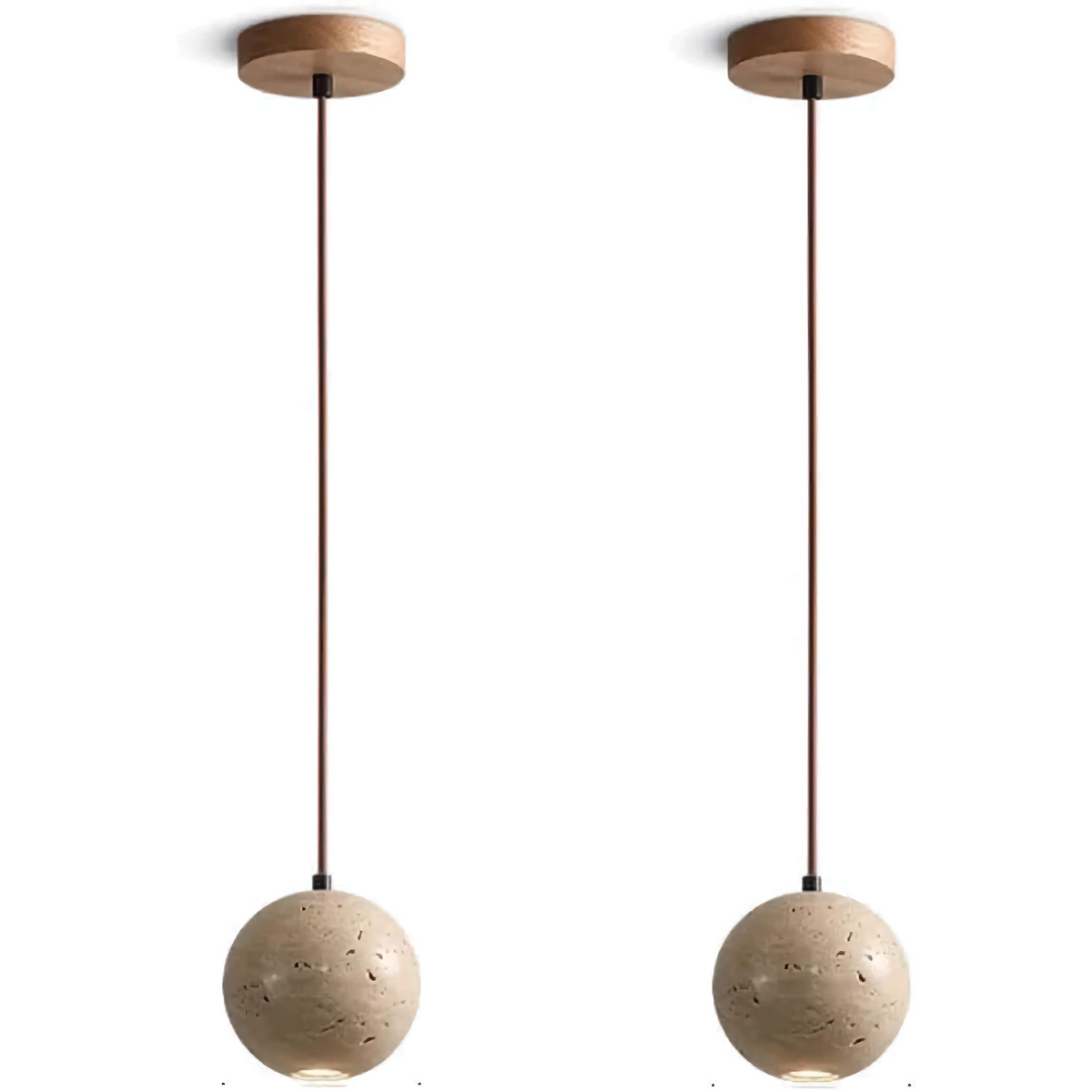Travertine Globe Pendant 10cm | Solid Natural Stone Sphere Light Organic Japandi Stairwell & Island Casalolalights