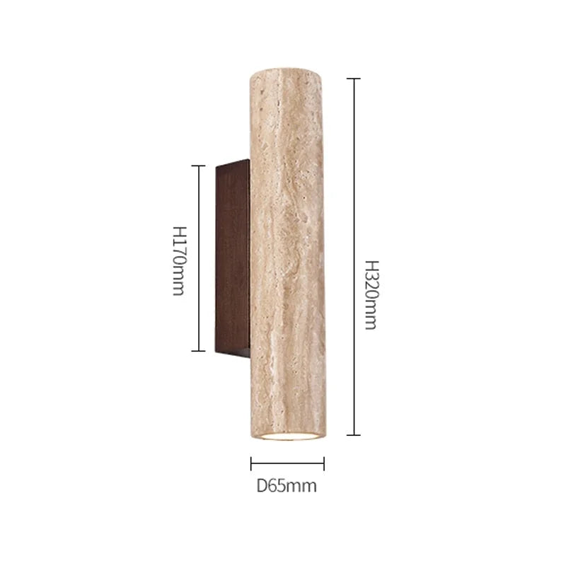 Travertine Wall Sconce 32cm | Stone Cylinder Up-down Led Light Wabi-sabi Japandi Hallway & Bedroom Casalolalights
