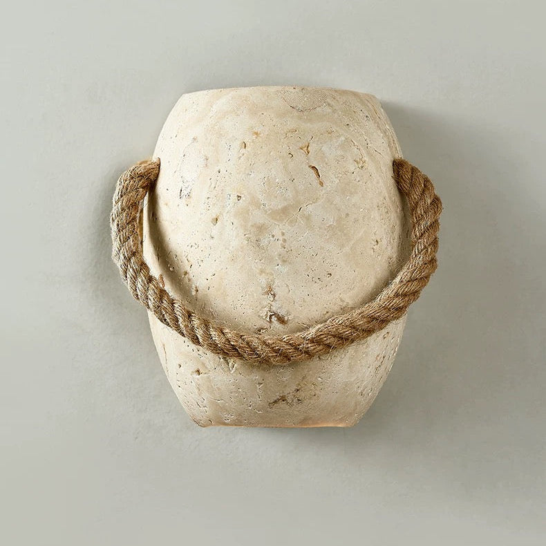 Travertine Wall Sconce – Natural Stone & Rope G9 Light for Hallway Bedroom or Staircase Casalolalights Luxury Lamps