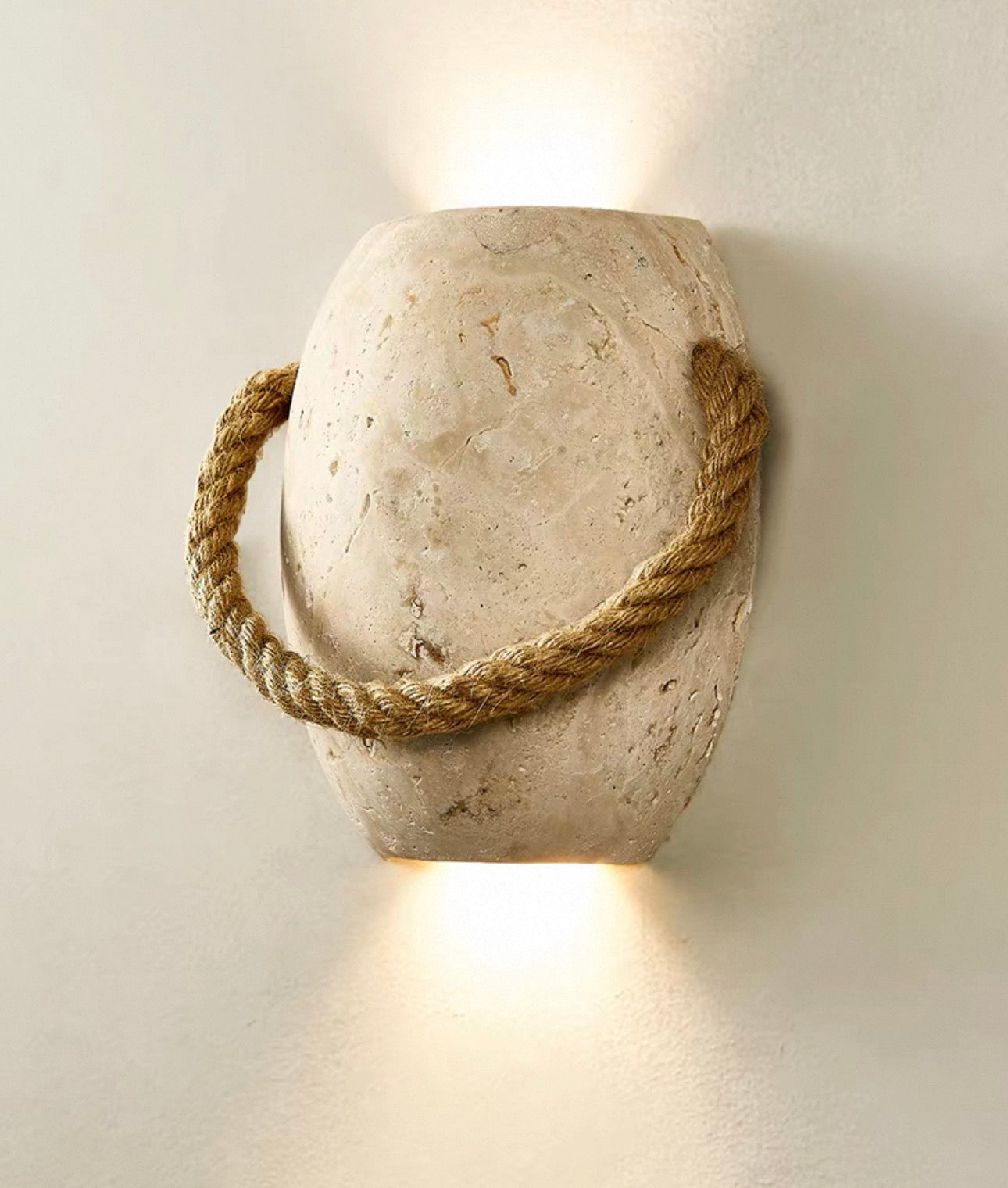 Travertine Wall Sconce – Natural Stone & Rope G9 Light for Hallway Bedroom or Staircase Casalolalights Luxury Lamps