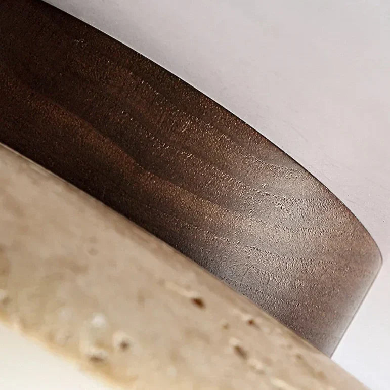 Travertine Flush Mount Ceiling Light for Hallway or Powder Room | Walnut Canopy 5 Inch Downlight E27 Casalola Lights