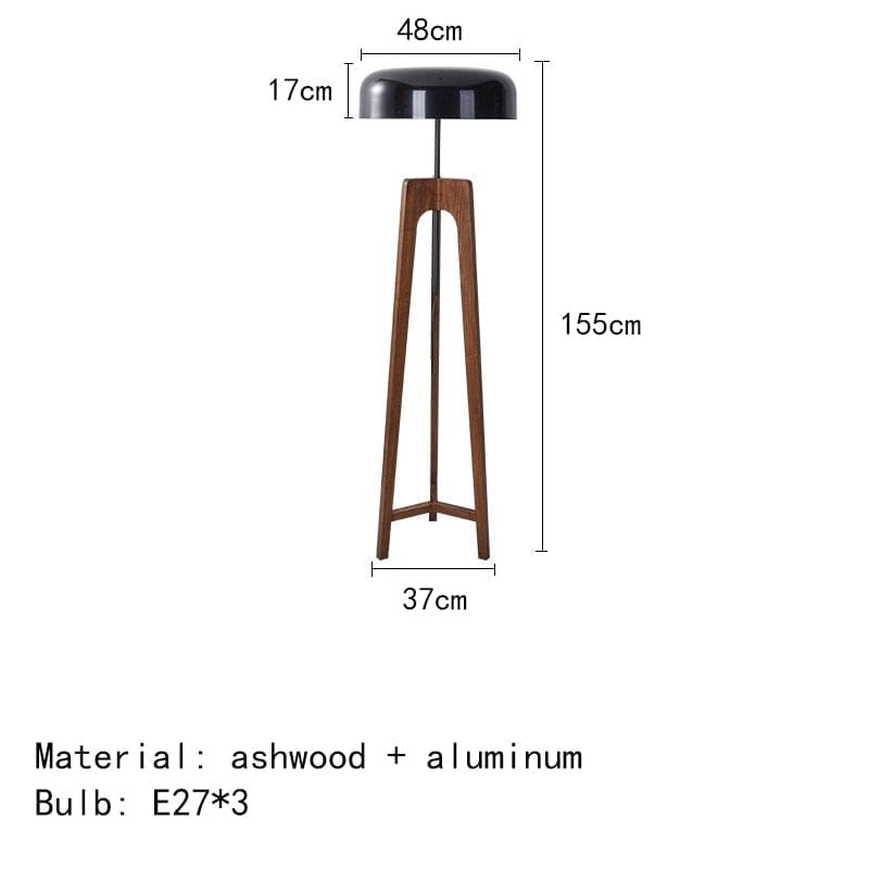 Tripod Lamp Wood Black Acrylic Lampshade Table and Floor Lighting Japandi Decor - Lamps