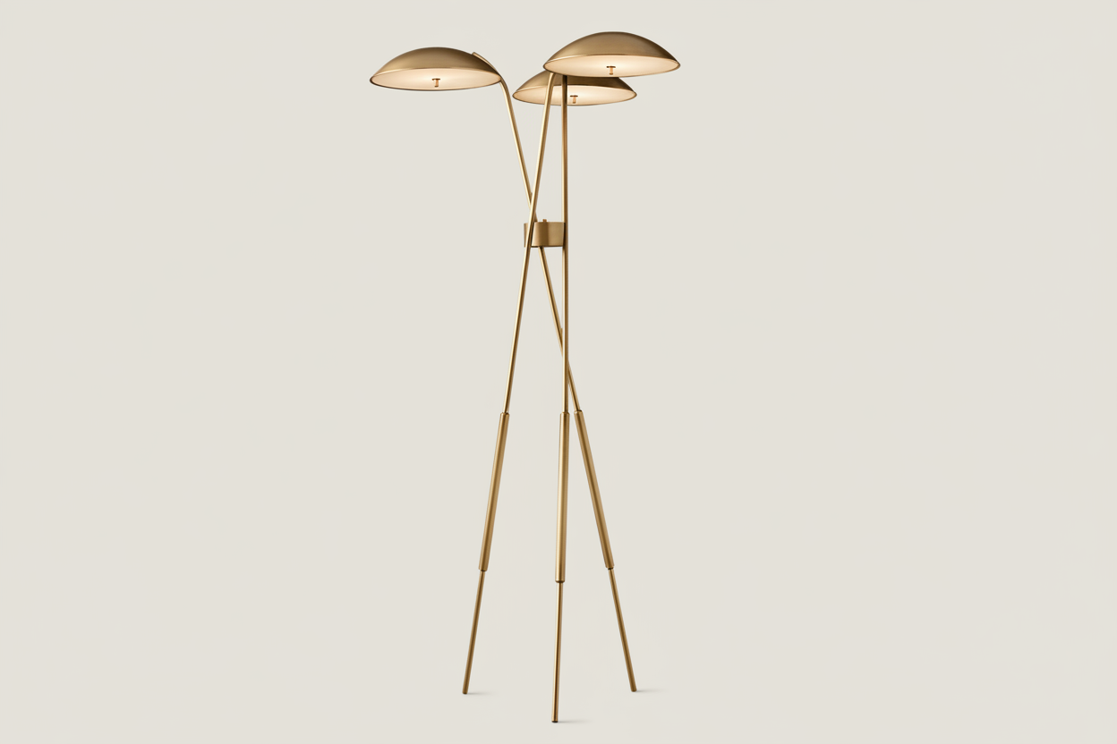 Solid Copper Tripod Floor Lamp Triple Disc Mid Century Italian Style 198cm Casalolalights Luxury Lamps for Interior