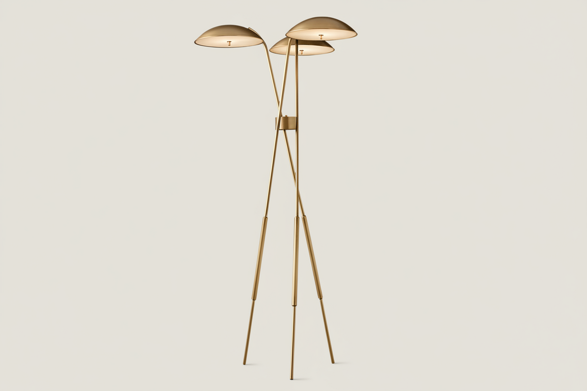 Copper Tripod 3 Light Floor Lamp | Downlight Over Sofa 198cm Tall E27 Lamps 152cm Cord Casalola Lights Luxury