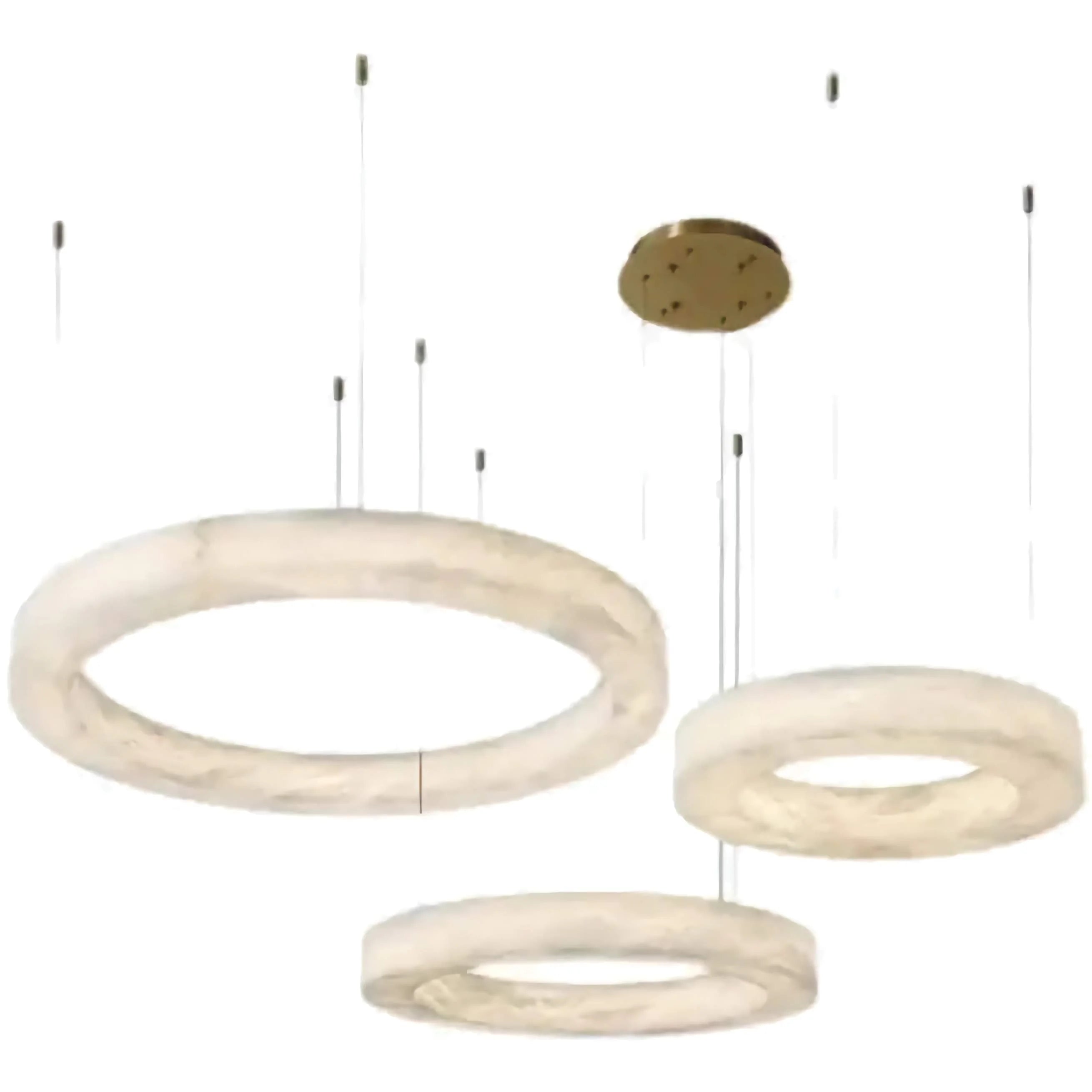 Alabaster Triple Ring Pendant Light Brass – Floating Halo Led Chandelier for Staircase & Living Room Casalolalights