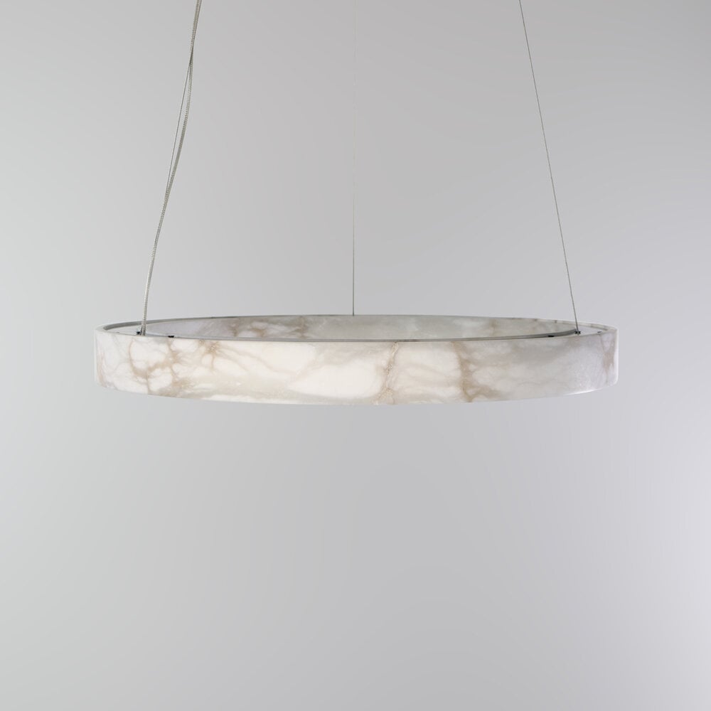 Alabaster Triple Ring Pendant Light Brass – Floating Halo Led Chandelier for Staircase & Living Room Casalolalights