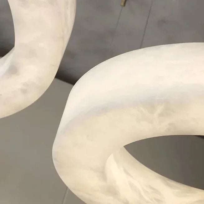 Alabaster Triple Ring Pendant Light Brass – Floating Halo Led Chandelier for Staircase & Living Room Casalolalights