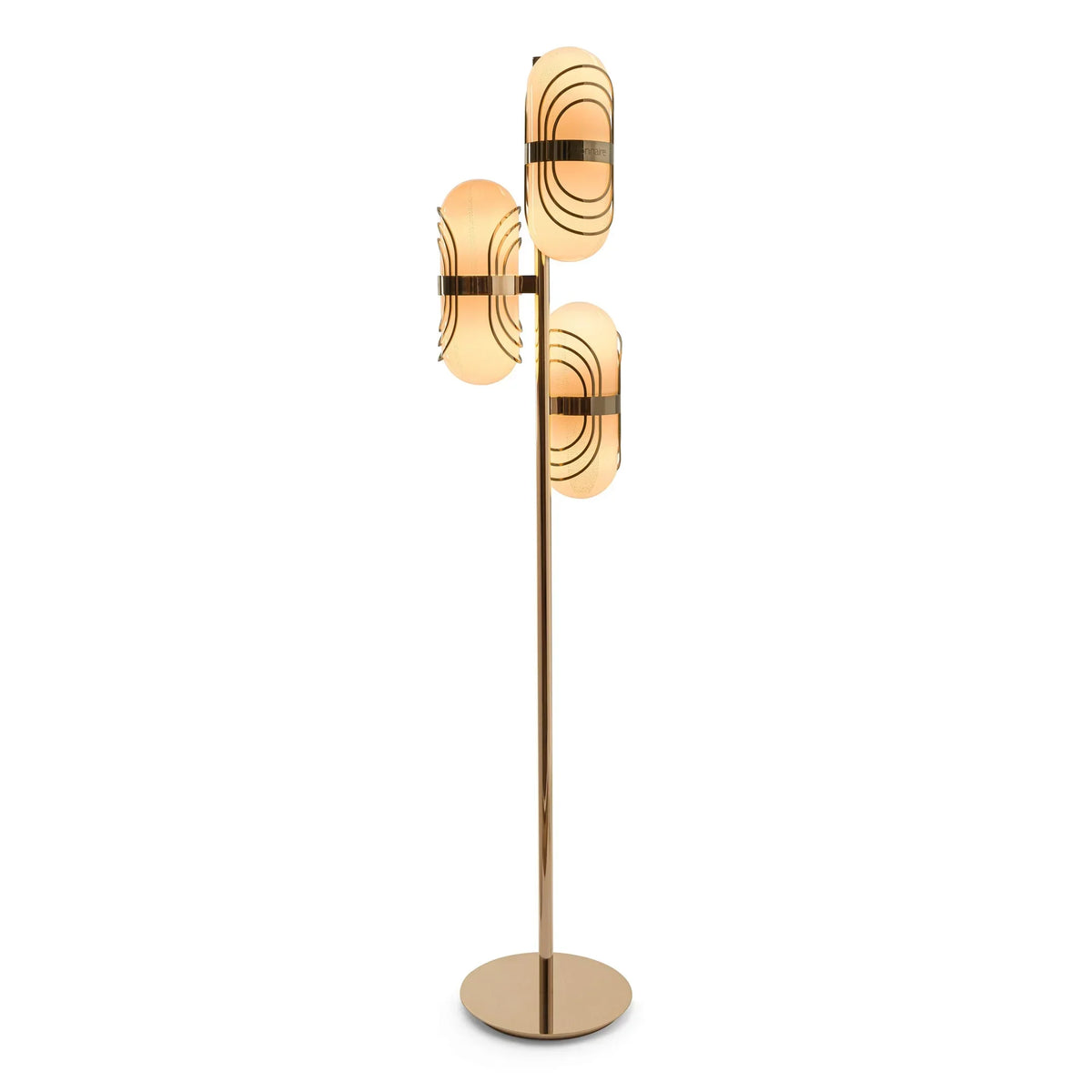 Gold 3 Light Floor Lamp for Living Room and Entryway | Modern Glass Shades Art Deco Stainless Steel Casalola Lights