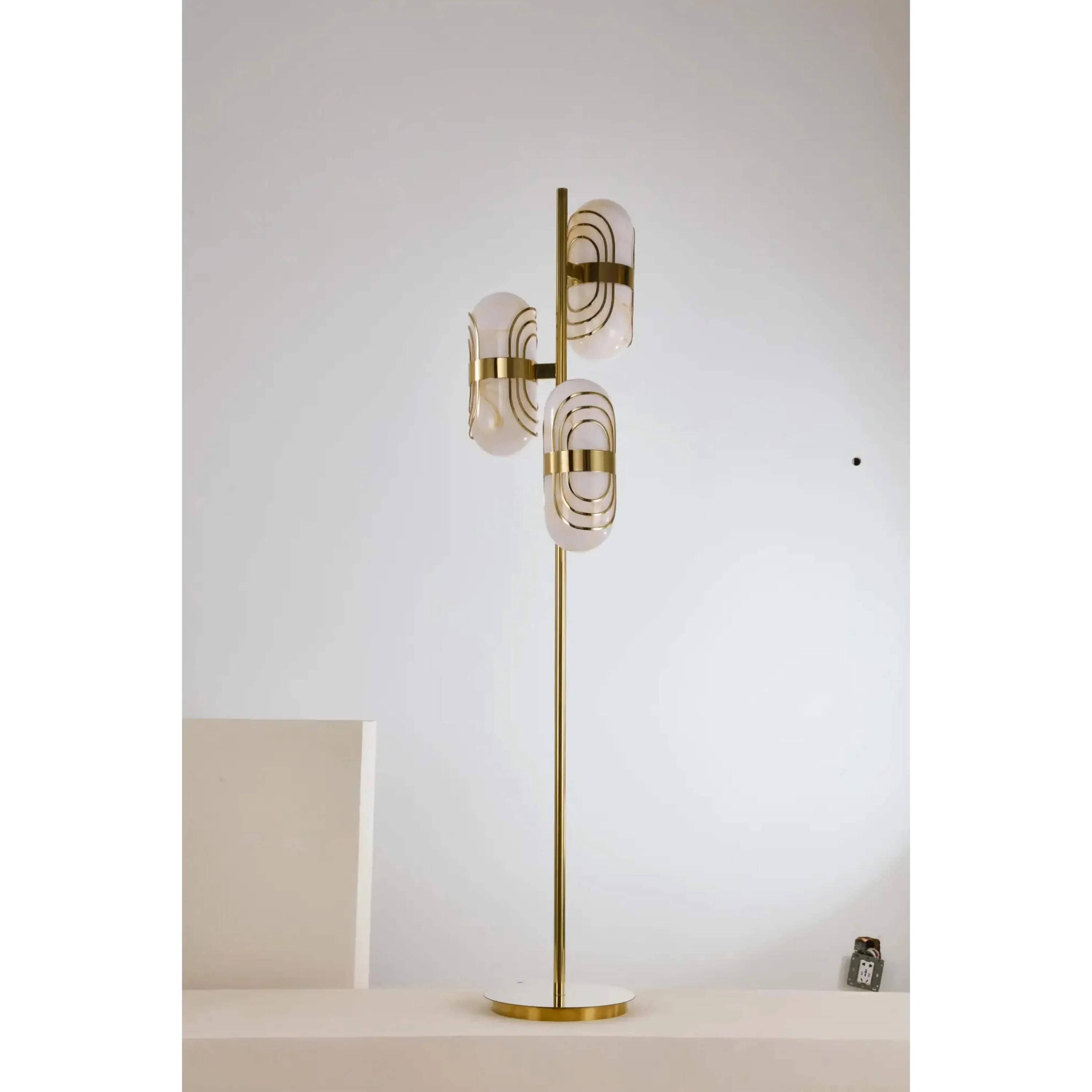 Alabaster Brass Art Deco Floor Lamp | Atelier Lumina Modern Ul-listed Commercial-grade Hotel Lighting
