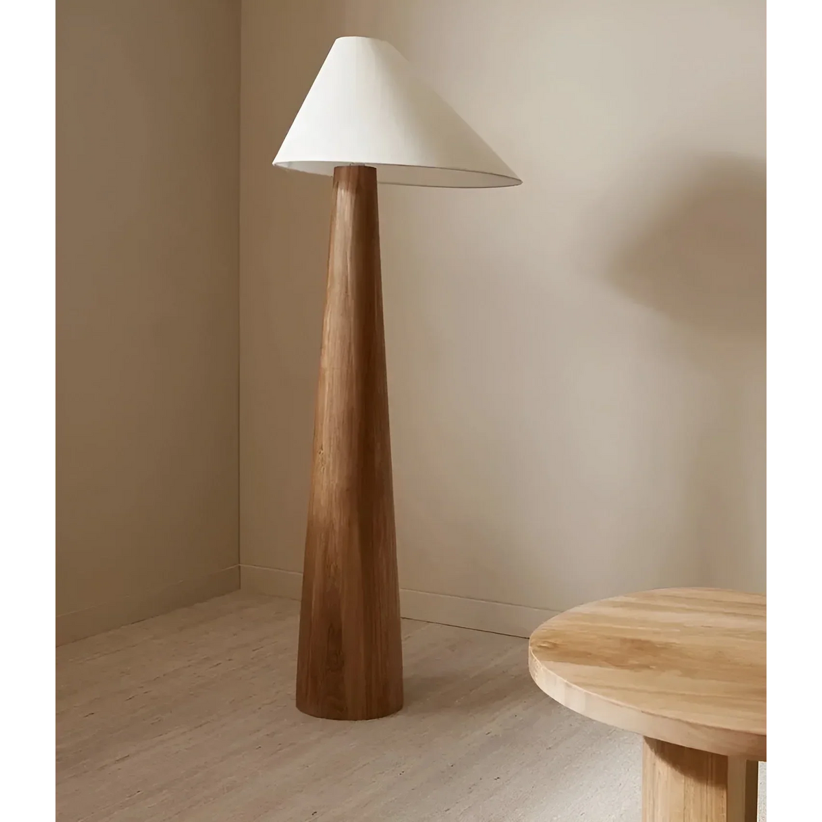 Turned Solid Wood Floor Lamp Fabric Shade | 150cm Tall E26/e27 Dimmable Option Reading Chair Casalola Lights Luxury
